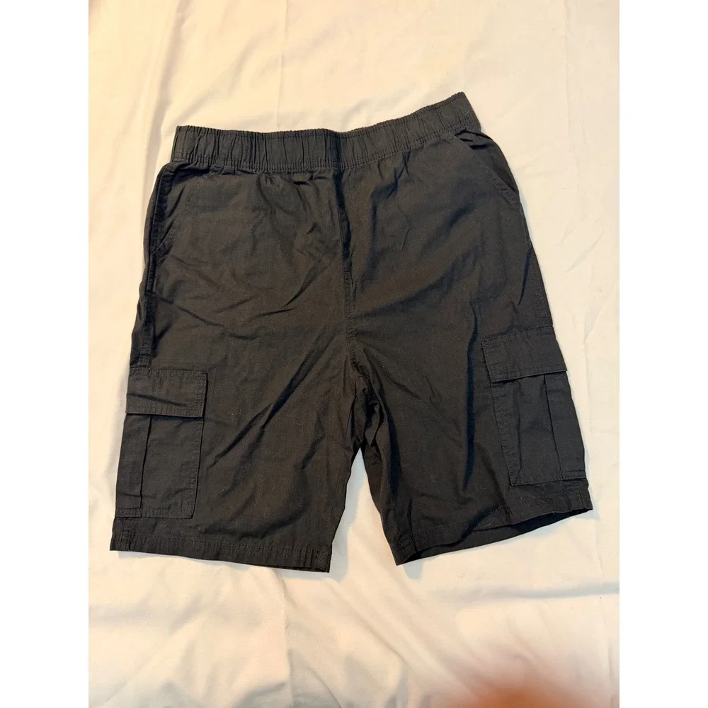 The Childrens Place Boys Cargo Shorts Washed Black Husky Size 18 NWT